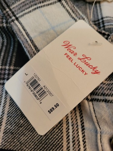 Neu mit Etikett $ 89,50 Lucky Brand Damenhemd Größe Large kariert Flanell sieht toll aus - Bild 10 von 13