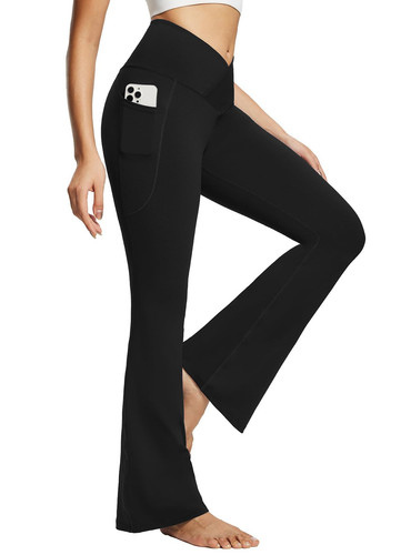 Flare Leggings for Women Yoga Pants Trendy Bell Bottom Leggings Crossover Hig...