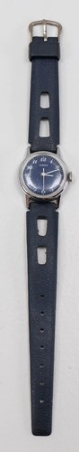 Timex Watch Women Silver Tone Retro Blue Dial Blue Band Manual Wind Vintage - Picture 1 of 11