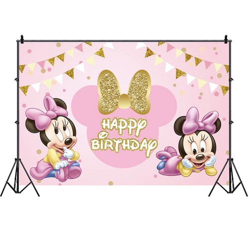 Minnie Mouse Birthday Backdrop Decorations Girl Party Photo Background Banner - Picture 2 of 13