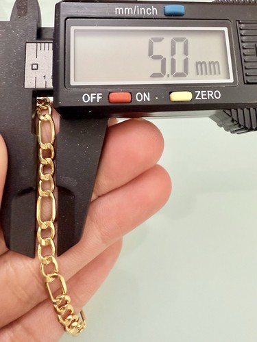 Pure 18K 750 Men Genuine Gold Chain Cuban Figaro Necklace 23.5” long 5mm 6.83g - Picture 2 of 13