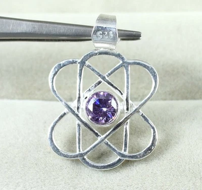 Pendentif femme diamant solitaire 1,19 ct violet rond certifié livraison... - Photo 1/4