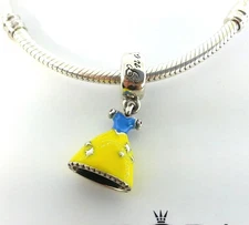 Authentic PANDORA Disney Princess Snow White's Dress Yellow Dangle Charm