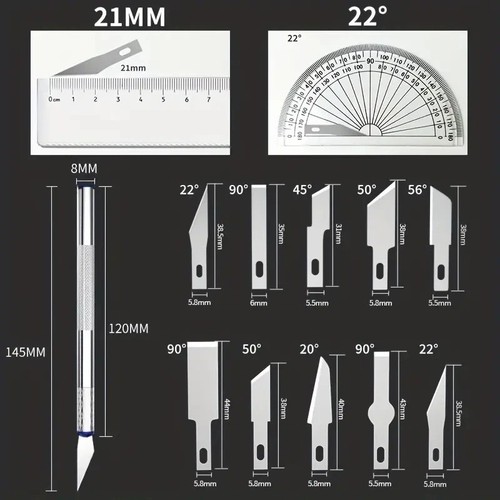 Coffret cutter de Précision 13Pcs Découpe Papier, Vinyle, Bois, Carton, Maquette - Imagen 3 de 7