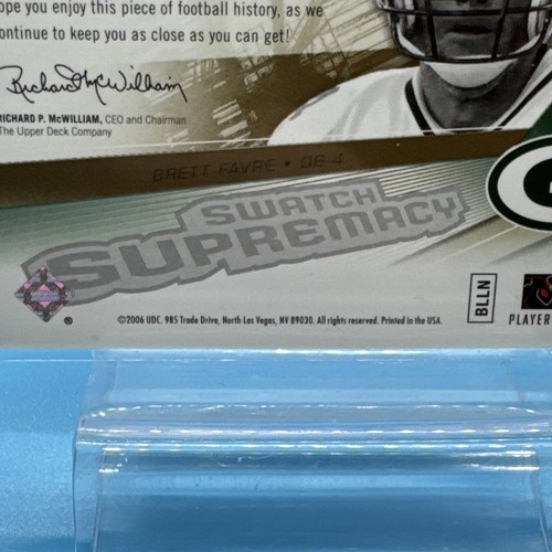 2005 SPx Brett Favre Swatch Supremacy #SW-BF Packers - Picture 15 of 20