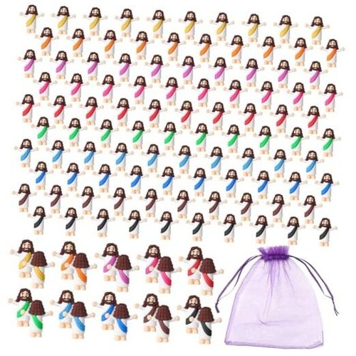 Mini Jesus Figurines in Bulk, Little Jesus Figures 100 Pack Colorful 100pcs