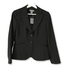 Ann Taylor New Black Pinstripe Virgin Wool Blazer Size 4P Career Office Business