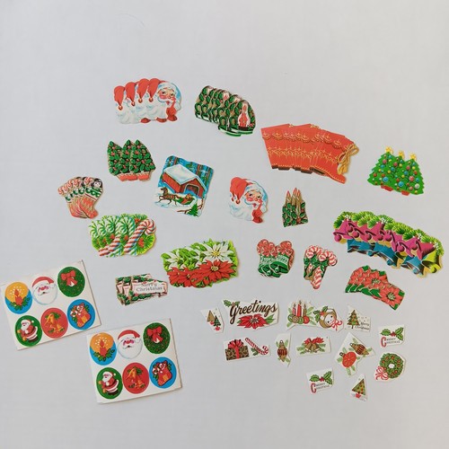 Lot of 1960s Vintage Christmas Gummed Seals - Loose And Sheets - Approx 144 pcs
