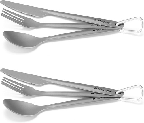 Titanium Camping Cutlery Set (2 Sets) - Lightweight Camping Utensils for Two ...
