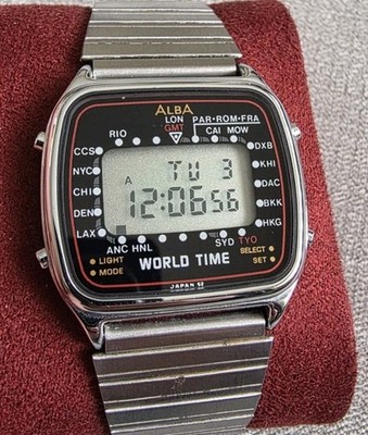 Vintage Seiko Alba World Time Digitaluhr