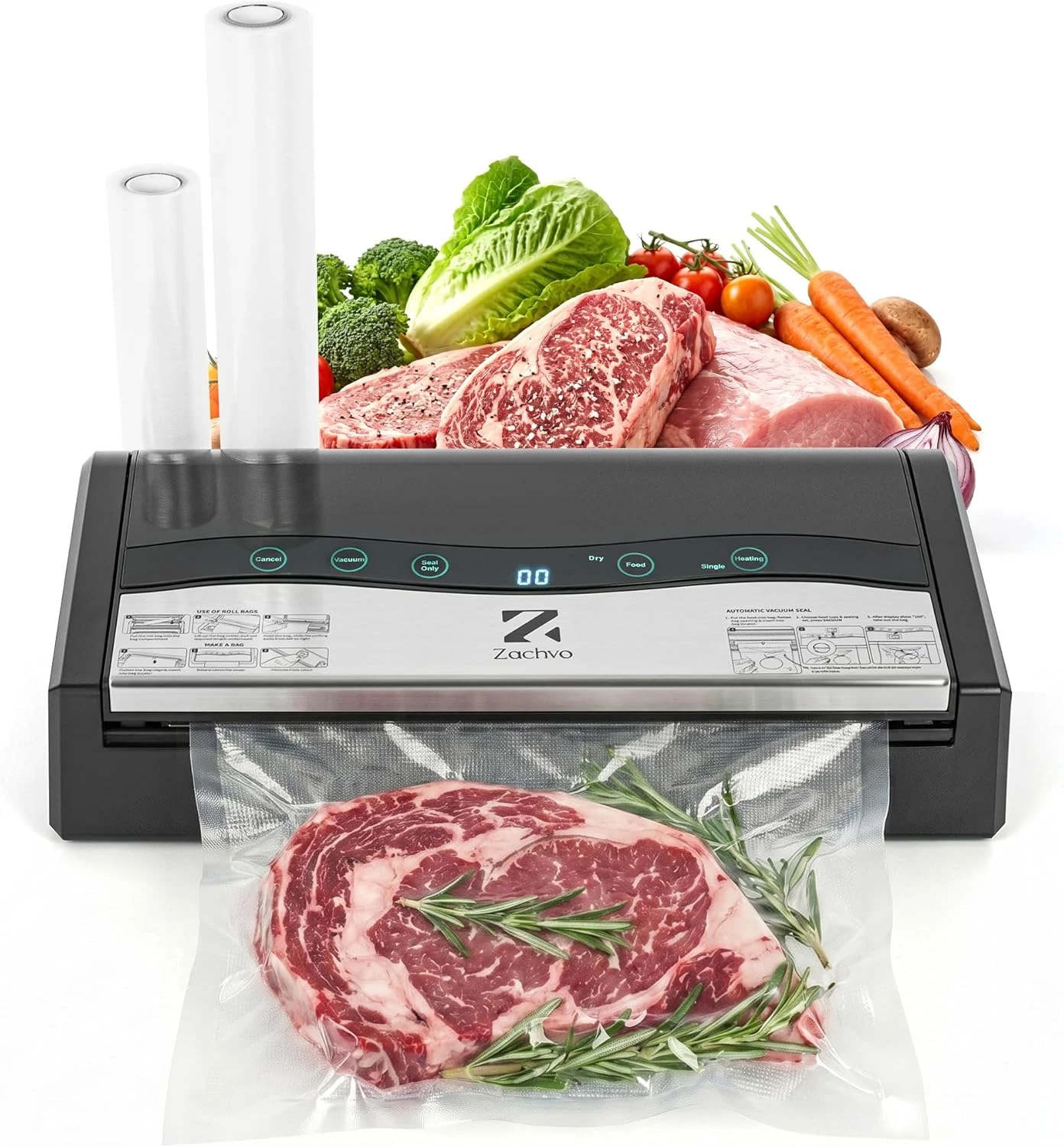 90Kpa 10-In-1 Vacuum Sealer for Food, Double Heat Seal for for Bulk Meat Portion