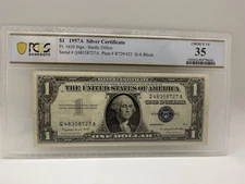 1957-A, $1 Silver Certificate, Fr. 1620, PCGS Banknote Graded: 35, Q-A Block