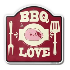 Bbq Love 18" X 18" Heavy-Gauge Aluminum Architectural Sign