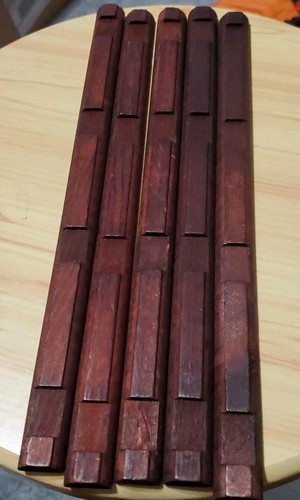 5 Vtg Lincoln Log Dark Color 4 Notch Half Round Flat 10.5" Wood Replacement Part