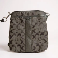 Coach Crossbody Signature Jacquard Black Leather Trim Purse + FREE Bag Charm 🎁