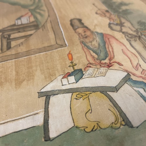 Antique Hand Painted Silk Japanese Painting Picture Oriental Silk Artwork Gold - Picture 6 of 9