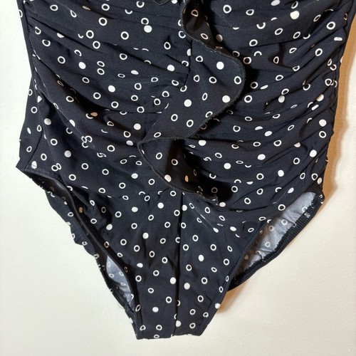 Miraclesuit One‑Piece Swimsuit Size 12 Black with White Dot Accents - Picture 4 of 9