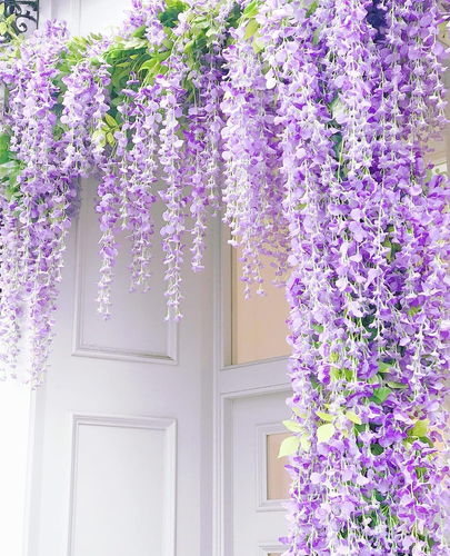 12 Stück Künstliche Glyzinien Blumen 3,6 Fuß/Stück Lila Dicht Künstliche Gefälschte Wi - Bild 8 von 12