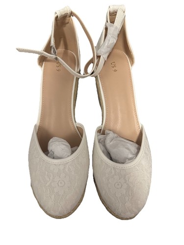 Allegra K Platform Espadrille Sandals White lace heels Size 9 Women’s EUR 41 - Picture 3 of 8