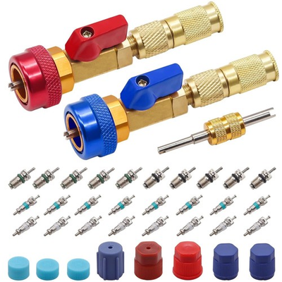 #ad 31Pcs R134A High Low Pressure AC Valve Core Quick Remover Installer Tool Kit New $19.97