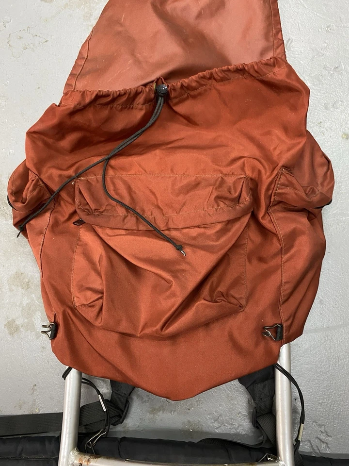 VTG 1980's Eastern Mountain Sports EMS Mochila de camping con marco externo Naranja Foto 3 de 4
