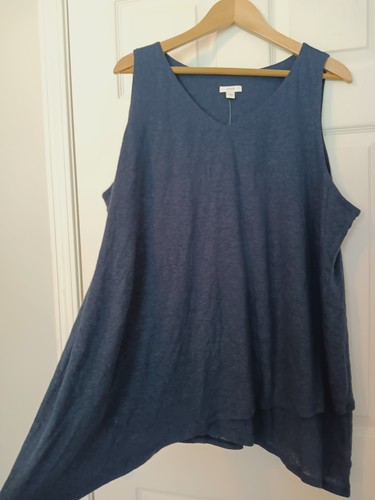 NWT J Jill tunic top blue s/l linen rayon knit lined WIDEPOPOVER  XL XXL $59 - Picture 1 of 9