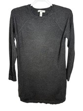 Halston Studio Sweater Dress Womens M Gray Tunic Knit Long Sleeve Pullover