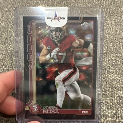 Topps Chrome 2025 Nick Bosa 49ers Serial Numbered Black Wave Refractor #4/10