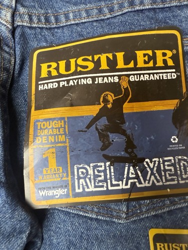 Vintage Rustler By Wrangler Boys 8 Regular Relaxed Youth Jeans Blue Denim Y2K - Picture 6 of 10