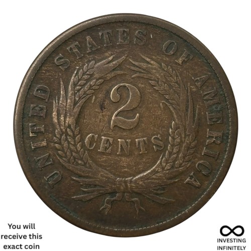 1867 2 Cent Piece X-1388 - Picture 2 of 3
