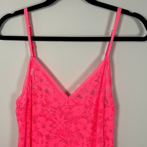 Victoria's Secret Hot Pink Lace V-Neck Babydoll Chemise Women's Large - Picture 4 of 5