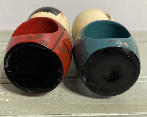 Vintage Kokeshi Wooden Napkin Holder Dolls - Picture 6 of 6