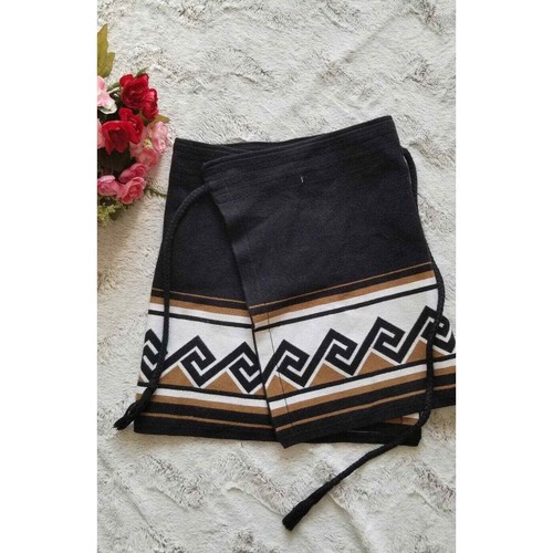 Talula Black Meander Wrap Skirt Brown White Accent Cotton Blend Size S - Picture 6 of 12