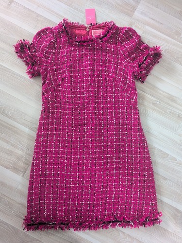 KATE SPADE NEW YORK Womens Fuchsia Pink TWEED DRESS Size 4 NWT $449