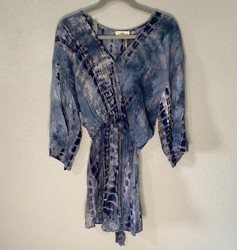 Entro Anthropologie Women’s Large Blue Tie Dye Flowy Layered Boho Romper - Picture 2 of 11