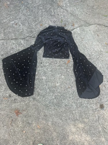Womens Y2K Whimsygoth Bell Sleeve Dark Fairy Grunge Open Front Celestial Top Sm - Picture 2 of 3