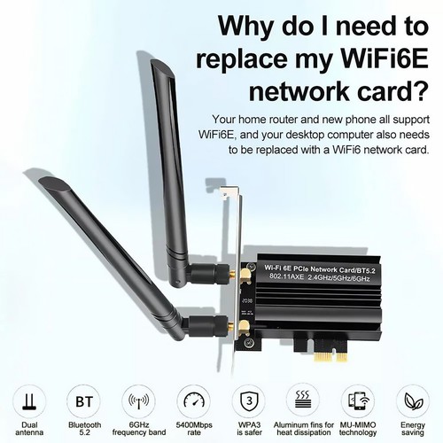 Adaptateur de jeu WiFi PCI-E PC de bureau pour carte Intel PCIe Wifi Bluetooth5.2 Neuf - Photo 15/20