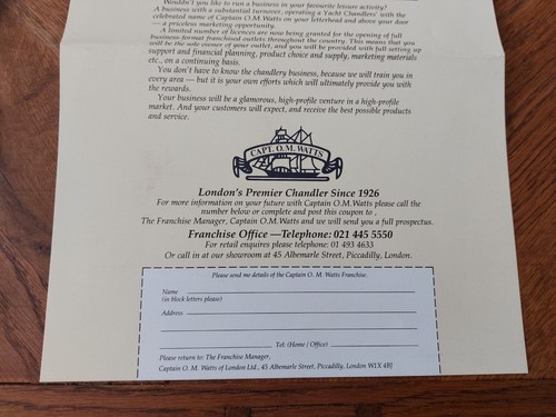 Leaflet For Request Franchise – For Stores Captain O.M Watt IN Very Bo - Picture 4 of 5
