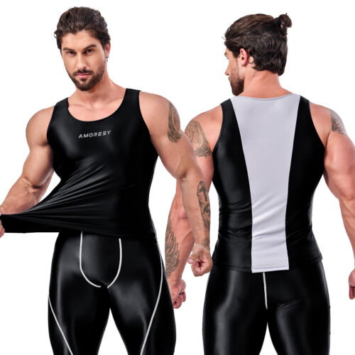 AMORESY Herren Spandex + Nylon Tops Weste Sport Fitness Laufen Tanks T-Shirts - Bild 19 von 22