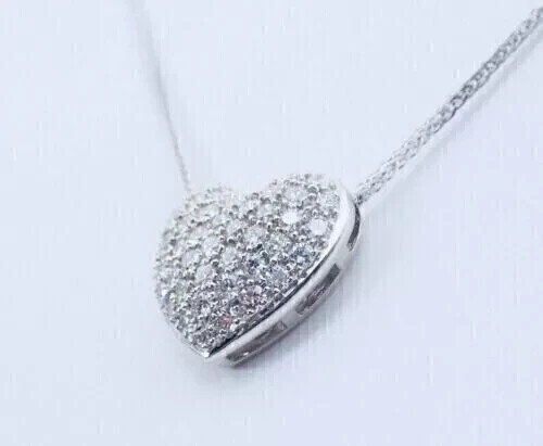 Round Cut Lab Created Diamond 2 Ct Heart Pendant Necklace 14K White Gold Plated - Bild 2 von 4