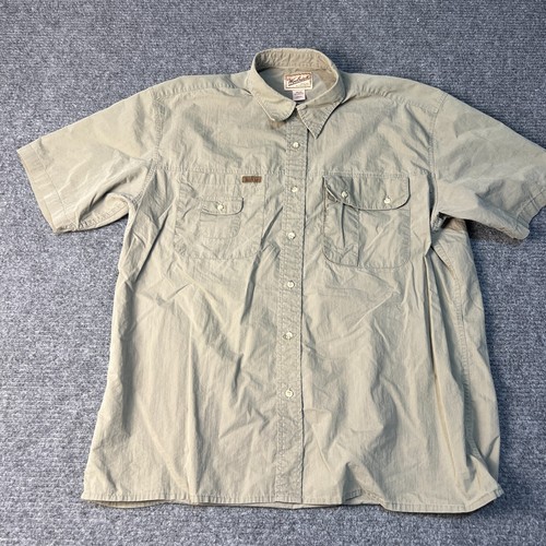 Vintage Woolrich Shirt Mens XL Beige Button Up Safari Military Lightweight - Picture 1 of 11