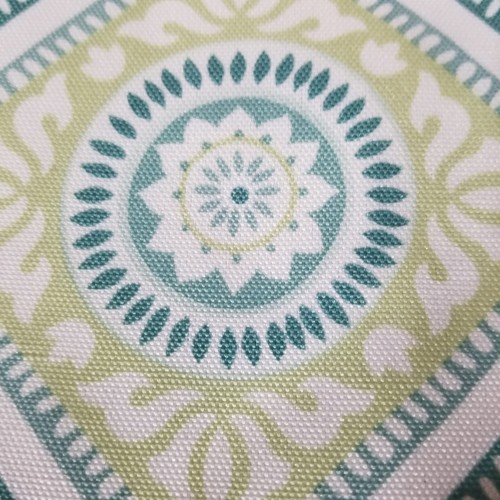 Max Studio Home Oblong Rectangular Tablecloth Green White Floral Circles Shapes  - Picture 3 of 17