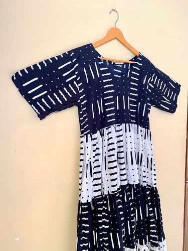 Black & white Cotton Handblock Prints & Summer Cotton Dress Beautiful gift item - Picture 4 of 5