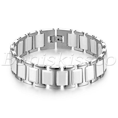 16MM Heavy Wide Ceramic Stainless Steel Link Healthy Wrist Bracelet Gift For Men - Afbeelding 2 van 23
