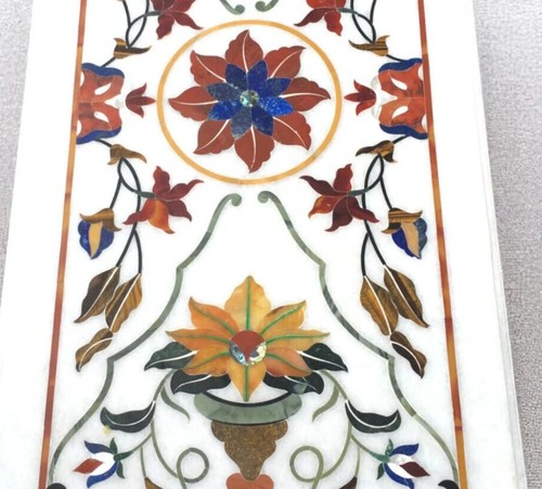 Esstisch aus weißem Marmor | Halbedelstein Intarsien floral Art Decor - Bild 4 von 12