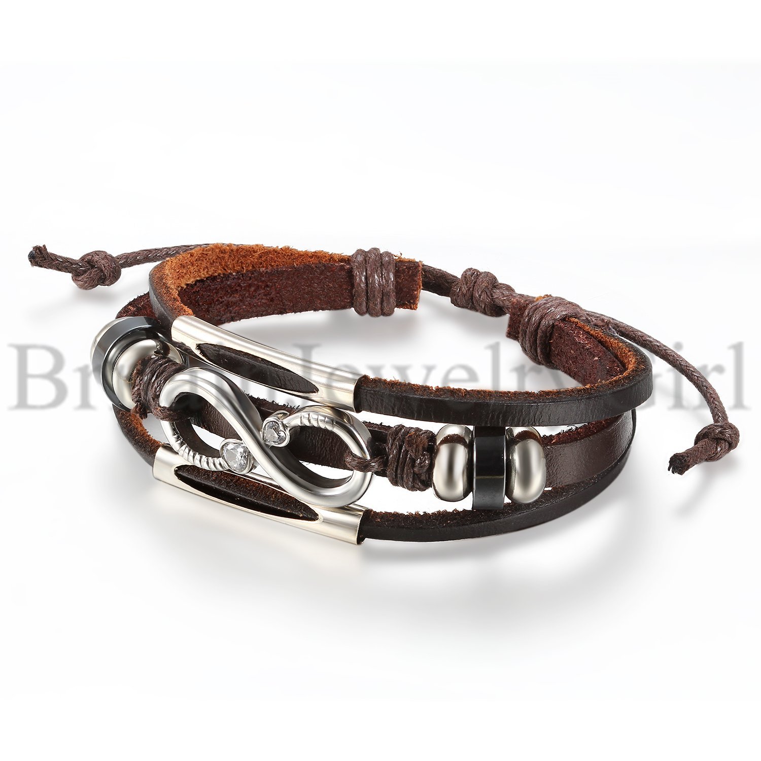 Multilayer Leather Surfer Fashion Charm Infinity Men Women Bracelet ...