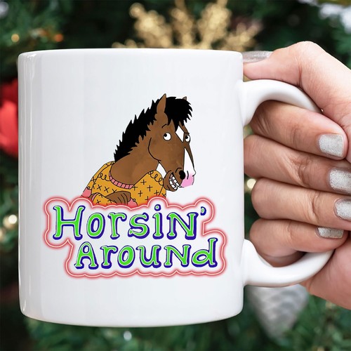 Horsin' Around Mug – Funny Cartoon Horse Coffee Cup Gift for Fans & Coworkers - Picture 2 of 6