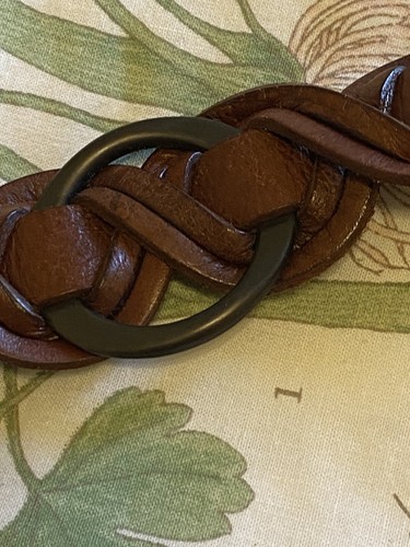 Express Fringed Belt Hippie Boho Genuine Leather and Metal Brown Braided Medium - Picture 5 of 10