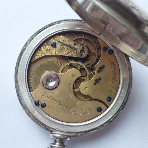 1881 Elgin Grade 2 Model 3 16s 13j BLAUER Coin Silver Pocket Watch Running - Picture 7 of 8