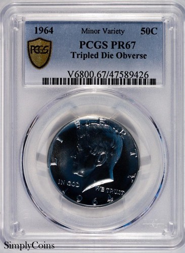 1964 TDO Tripled Die Obverse Kennedy Half Dollar PCGS PR67 Gold Shield PROOF #26 - Picture 1 of 2